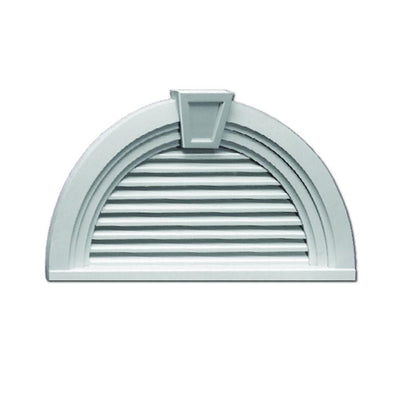 36 in. x 18.5625 in. Half Round White Polyurethane Weather Resistant Gable Louver Vent - Super Arbor