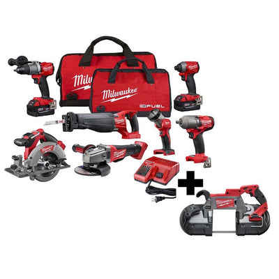M18 FUEL 18-Volt Lithium-Ion Brushless Cordless Combo Kit (7-Tool) with M18 FUEL Deep Cut Band Saw - Super Arbor