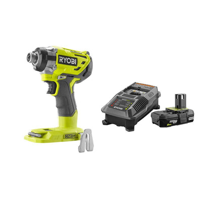 18-Volt ONE+ Cordless Brushless 3-Speed 1/4 in. Hex Impact Driver with Belt Clip with 2.0 Ah Battery and Charger Kit - Super Arbor