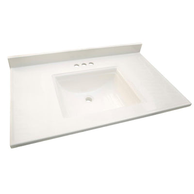 Camilla 61 in. Cultured Marble Vanity Top in Solid White with Basin - Super Arbor