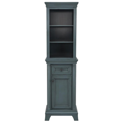 Strousse 21 in. W x 72 in. H Linen Cabinet in Distressed Blue Fog - Super Arbor