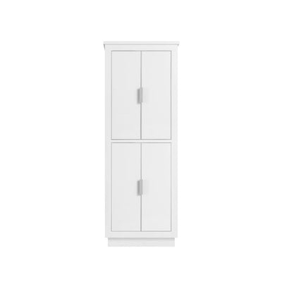 Allie 24 in. W x 16 in. D x 65 in. H Floor Cabinet in White with Silver Trim - Super Arbor