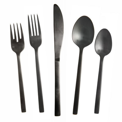 5-Piece SS Arezzo Brushed Black  Place Setting (Service for 1) - Super Arbor