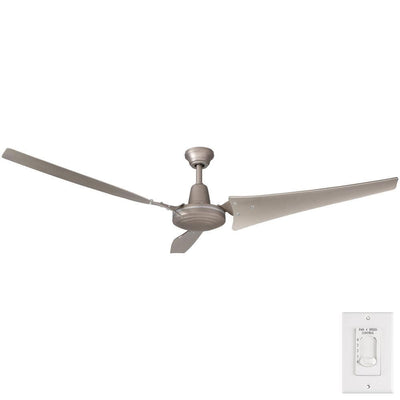 Industrial 60 in. Indoor/Outdoor Brushed Steel Ceiling Fan with Wall Control
