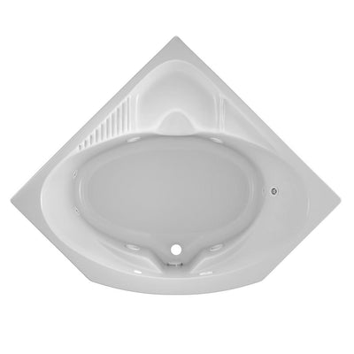 CAPELLA 55 in. x 55 in. Acrylic Center Drain Corner Drop-In Whirlpool Bathtub with Heater in White - Super Arbor