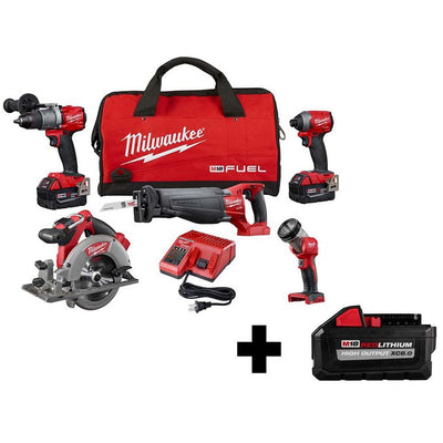 M18 FUEL 18-Volt Lithium-Ion Brushless Cordless Hammer Drill and Impact Driver Combo Kit (2-Tool) with Two 5Ah Batteries - Super Arbor