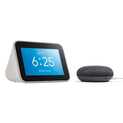 Smart Clock with The Google Assistant + Google Home Mini in Charcoal - Super Arbor