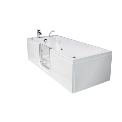 Laydown 72 in. Walk-in Whirlpool Bathtub in White 2-Piece Fast Fill Faucet LHS Drain with Left Hinged Middle Glass Door - Super Arbor