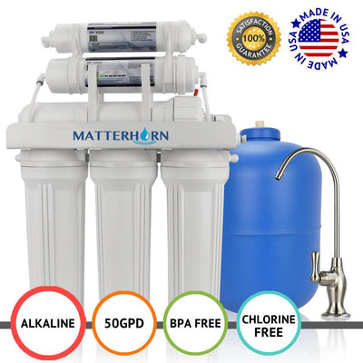 6 Stage 50 GPD -Superior Reverse Osmosis pH+ Alkaline Mineral Under the Sink Water Filter System - Super Arbor