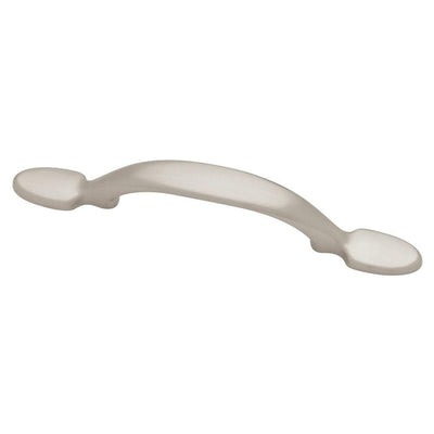Classic 3 in. (76 mm) Center-to-Center Satin Nickel Smooth Spoon Foot Drawer Pull - Super Arbor