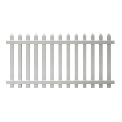Glendale 4 ft. H x 8 ft. W White Vinyl Spaced Picket Fence Panel with Pointed Pickets - Super Arbor