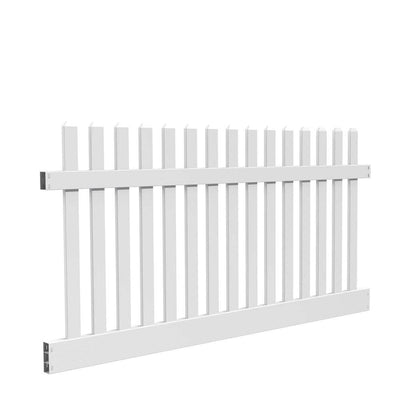 Kettle Straight 4 ft. H x 8 ft. W White Vinyl Un-Assembled Fence Panel - Super Arbor