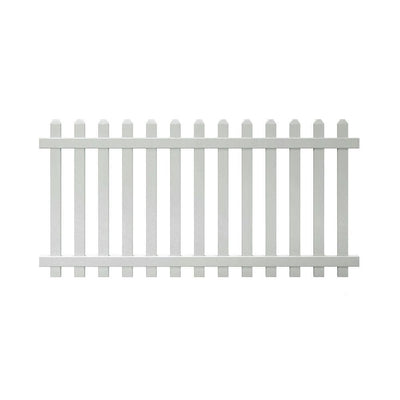 Glendale 4 ft. H x 8 ft. W White Vinyl Spaced Picket Unassembled Fence Panel with Dog Ear Pickets - Super Arbor