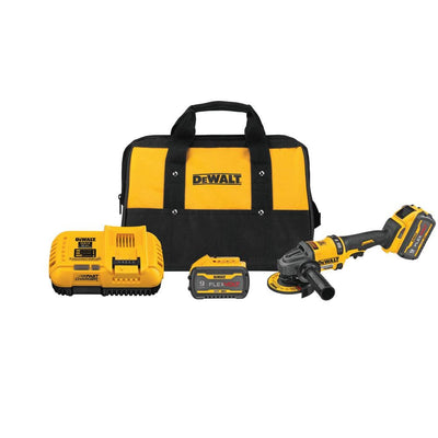 FLEXVOLT 60-Volt MAX Lithium-Ion Cordless 4-1/2 in. to 6 in. Small Angle Grinder with 2 Batteries 9 Ah, Charger and Bag - Super Arbor
