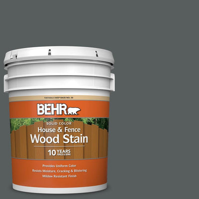 BEHR 5 gal. #N500-6 Graphic Charcoal Solid Color House and Fence Exterior Wood Stain - Super Arbor