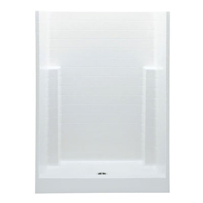 Everyday Textured Tile 54 in. x 27.5 in. x 72 in. 1-Piece Shower Stall with Center Drain in White - Super Arbor
