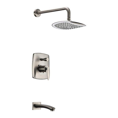Tempo Series 1-Handle 1-Spray Tub and Shower Faucet in Brushed Nickel (Valve Included) - Super Arbor