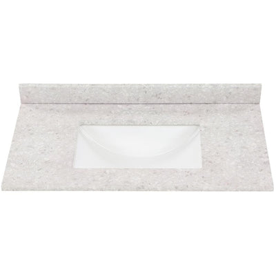37 in. W x 22 in. D Stone Effect Vanity Top in River Stone with White Sink - Super Arbor