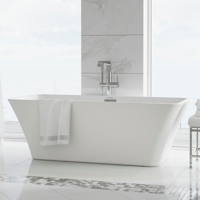 St Tropez 67 in. Acrylic FlatBottom Non-Whirlpool Freestanding Rectangular Soaking Bathtub in White - Super Arbor