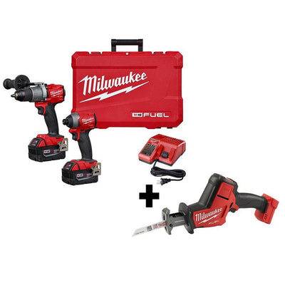 M18 FUEL 18-Volt Lithium-Ion Brushless Cordless Hammer Drill and Impact Driver Combo Kit (2-Tool) with Free HACKZALL - Super Arbor