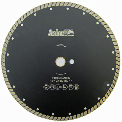 Archer USA 12 in. Wide Turbo Diamond Blade for Stone and Masonry Cutting - Super Arbor