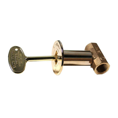Straight Gas Valve Kit Includes Brass Valve, Floor Plate and Key in Polished Brass - Super Arbor