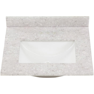25 in. W x 22 in. D Stone Effect Vanity Top in River Stone with White Sink - Super Arbor