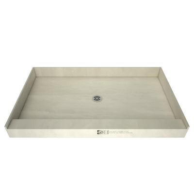 Redi Base 42 in. x 60 in. Single Threshold Shower Base with Center Drain and Polished Chrome Drain Plate - Super Arbor