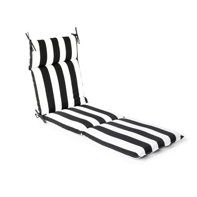21.5 in. x 72 in. x 4 in. Black Cabana Stripe Outdoor Chaise Lounge Cushion - Super Arbor