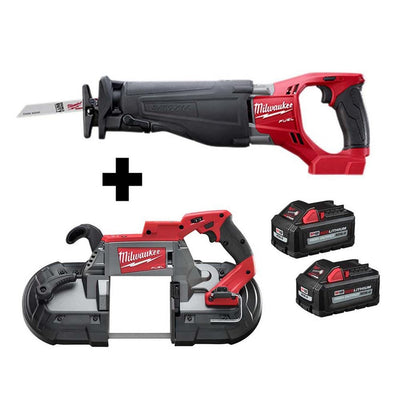 M18 FUEL 18-Volt Lithium-Ion Brushless Cordless Deep Cut Band Saw and Reciprocating Saw with Two 6.0 Ah Batteries - Super Arbor