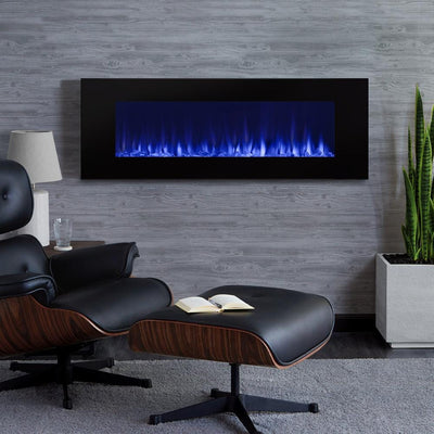 DiNatale 50 in. Wall-Mount Electric Fireplace in Black - Super Arbor