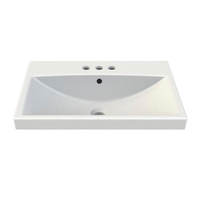 Nameeks Elite Wall Mounted Bathroom Sink in White with 3 Faucet Holes - Super Arbor