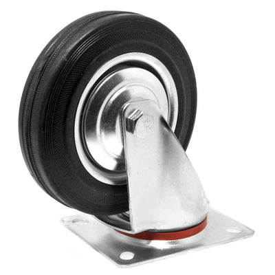 6 in. 330 lbs. Capacity Rubber Roller-Bearing Swivel Plate Caster - Super Arbor