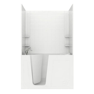 Rampart 5 ft. Walk-in Whirlpool and Air Bathtub with 6 in. Tile Easy Up Adhesive Wall Surround in White - Super Arbor