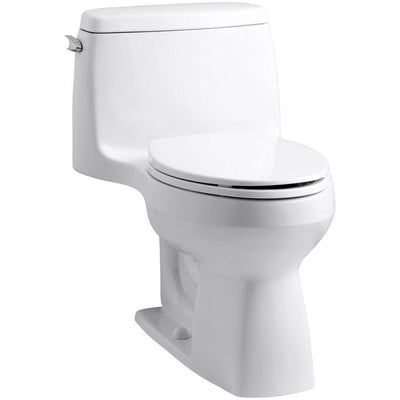 Santa Rosa Comfort Height 1-Piece 1.28 GPF Single Flush Compact Elongated Toilet with AquaPiston Flush in White - Super Arbor