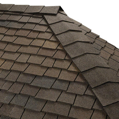 Timbertex Woodberry Brown Double-Layer Hip and Ridge Cap Roofing Shingles (20 lin. ft. per Bundle) (30-pieces) - Super Arbor