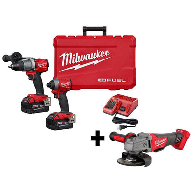 M18 FUEL 18-Volt Lithium-Ion Brushless Cordless Hammer Drill and Impact Driver Combo Kit (2-Tool) with Free Grinder - Super Arbor