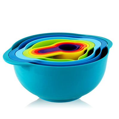 8-Piece Plastic Assorted Colors Mixing Bowl Set with Measuring Cups - Super Arbor