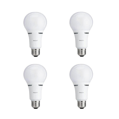 Philips 40-Watt/60-Watt/100-Watt Equivalent A21 Energy Saving 3 Way LED Light Bulb Soft White (2700K) (4-Pack) - Super Arbor