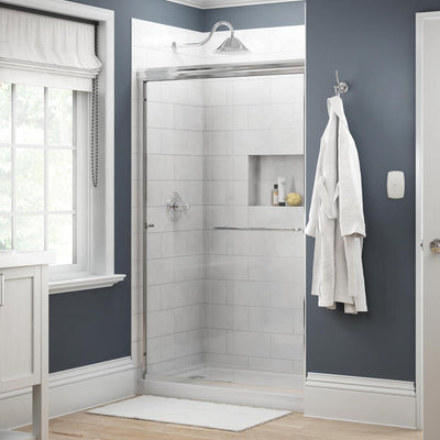 Simplicity 48 in. x 70 in. Semi-Frameless Traditional Sliding Shower Door in Chrome with Clear Glass - Super Arbor