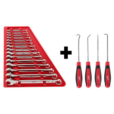 Combination SAE Wrench Mechanics Tool Set & Hook and Pick Set (19-Piece) - Super Arbor