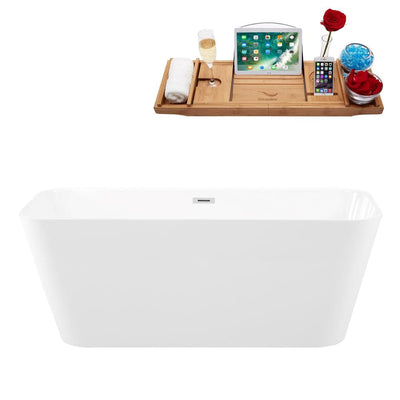 59.1 in. Solid Surface Resin Flatbottom Non-Whirlpool Bathtub in White - Super Arbor