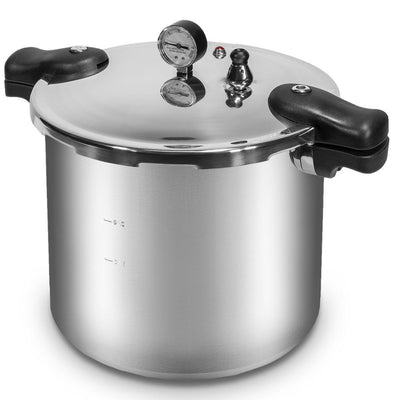 Premium Series 22 qt. Silver Aluminum Dishwasher Safe Induction Compatible Stovetop Pressure Cookers with Built-in Gauge - Super Arbor