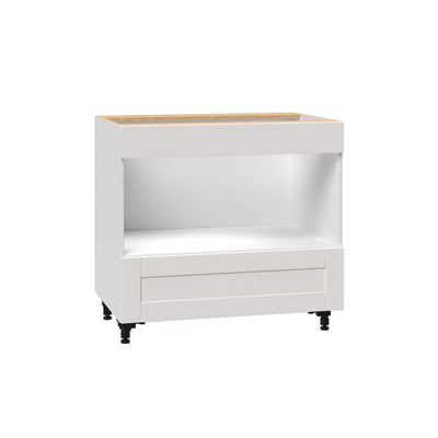 Shaker Assembled 30x34.5x24 in. Base Cabinet for Built-In Microwave with 1-Bottom Pull-Out Drawer in Vanilla White - Super Arbor