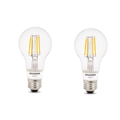 Sylvania + Bluetooth 40-Watt Equivalent A19 Dimmable Filament LED Smart Light Bulb Soft White (2-Pack) - Super Arbor