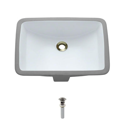 MR Direct Undermount Porcelain Bathroom Sink in White with Pop-Up Drain in Brushed Nickel - Super Arbor