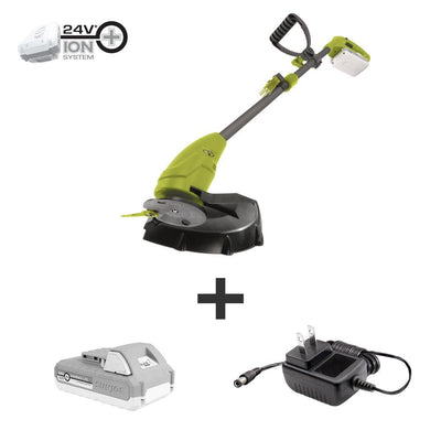 Sun Joe 10 in. 24-Volt Cordless Lightweight Stringless Grass Trimmer Kit with 2.0 Ah Battery Plus Charger - Super Arbor