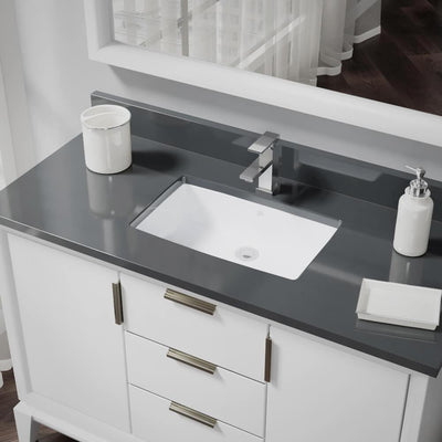 Rene Undermount Porcelain Bathroom Sink in White with Pop-Up Drain in Chrome - Super Arbor