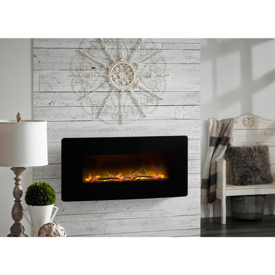 Winslow 35 in. Wall-Mount/Tabletop Linear Electric Fireplace in Black - Super Arbor
