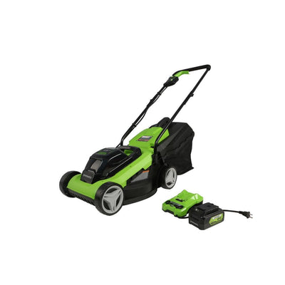 Greenworks 13 in. 24-Volt Battery Walk Behind Push Mower, 4Ah USB Battery and Charger Included MO24B410